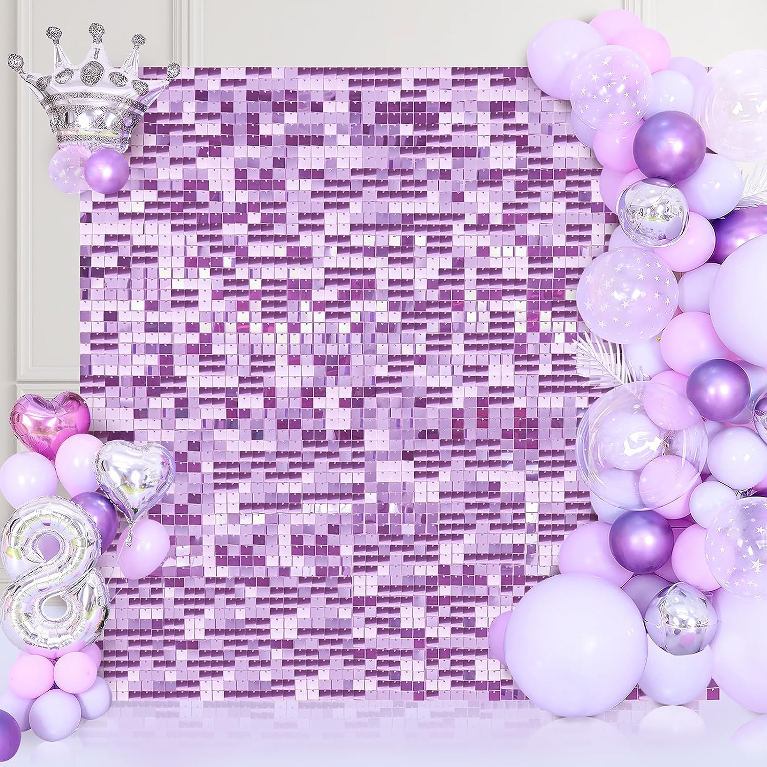 Photography Lighting And Backdrop - 12PCS/Set Light Purple Shimmer Wall Backdrop,12inch