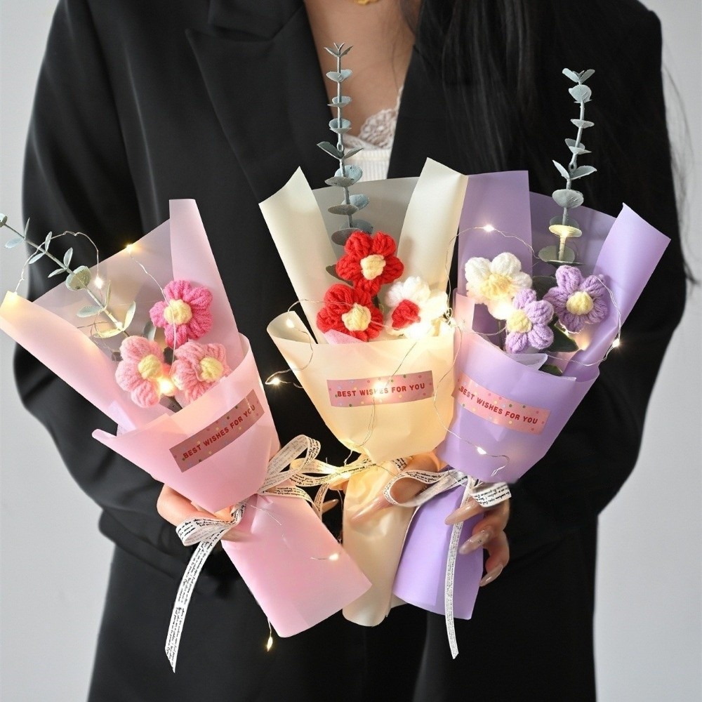 Knitted Crochet Flowers Bouque - Photography Lighting Home review and price