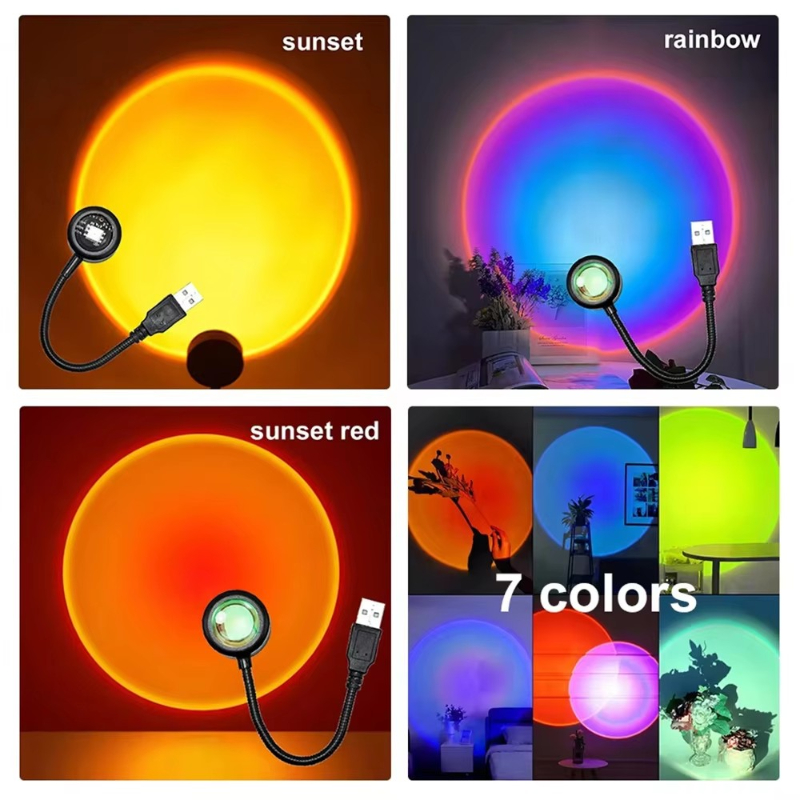 1-4pcs Sunset Lamp LED Rainbow - Photography Lighting Home review and price