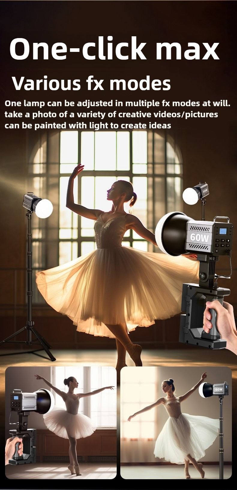60W Tri-Color Video Light 2700 - Photography Lighting Home review and price